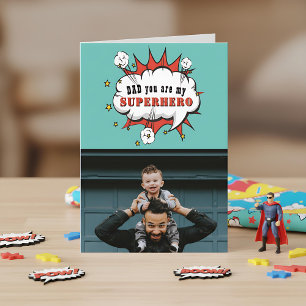 Dad Superhero Cartoon Speech Bubble Fathers day Ca Card