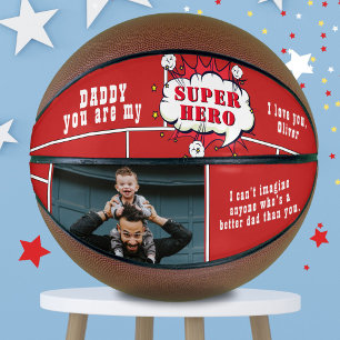 Dad Superhero Comic Speech Bubble Photo Basketball