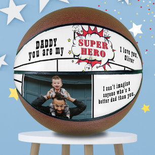 Dad Superhero Comic Speech Bubble Photo Basketball