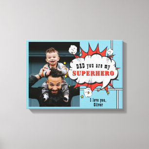 Dad Superhero Comic Speech Bubble Photo Canvas Print