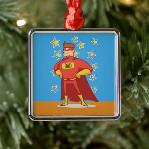 Dad Superhero on Father's Day Metal Tree Decoration