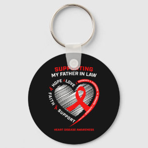 Dad Support Father In Law Red Heart Disease Awaren Key Ring