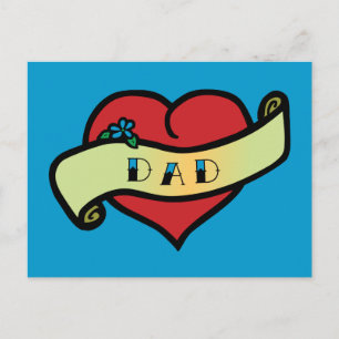 Dad Tattoo Heart Postcard