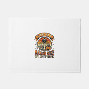 Dad Tax Funny Halloween Skeleton Candy_1 Doormat