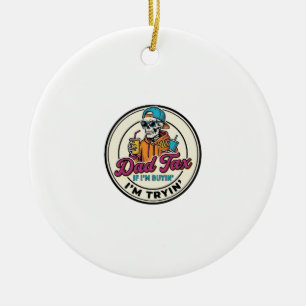 Dad Tax Skeleton Fast Food Humour Shirt Design_1 Ceramic Tree Decoration