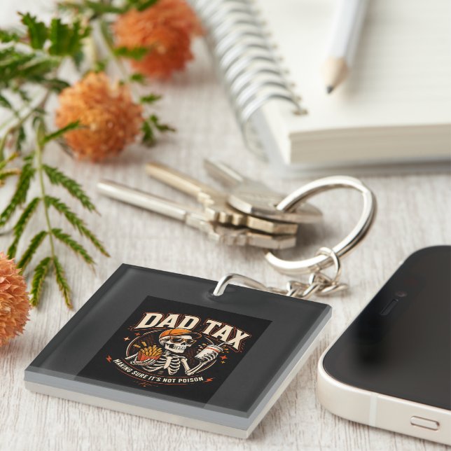 Dad Tax Skeleton T-Shirt Key Ring (Front Right)
