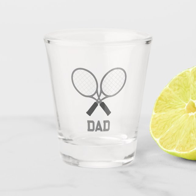 Dad Tennis Rackets and Name Tennis Player Shot Glass (Front)