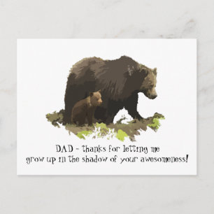 Dad thanks for being Awesome Bear Family Postcard