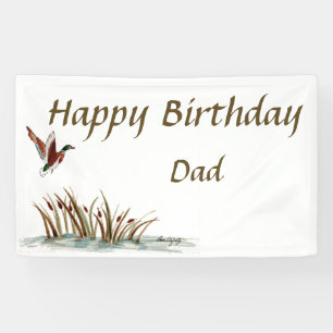 Dad, Thanks Mallard Above Cattails, A Memory  Banner