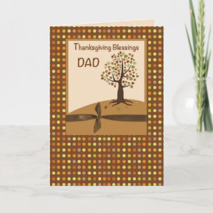 Dad,Thanksgiving Blessings Dots on Brown Holiday Card