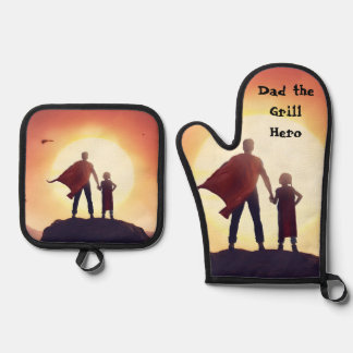 Dad the grill hero pot holder and oven mitt oven mitt & pot holder set