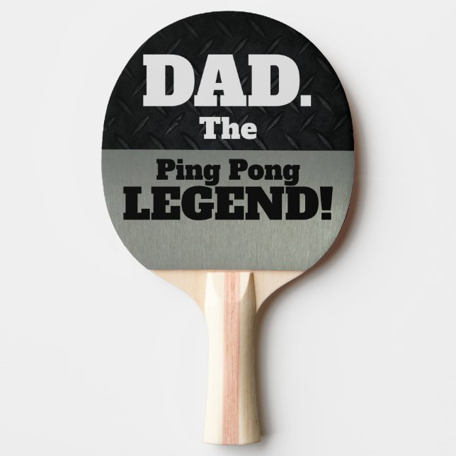 Dad The Legend Funny Smack Talk Black Silver Game Ping Pong Paddle (Front)