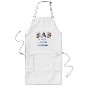 DAD The Man Myth Legend Blue Gradient Photo Long Apron