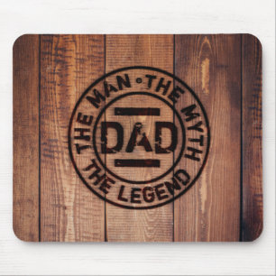 Dad The Man Myth Legend Rustic Wood Pyrography  Mouse Mat