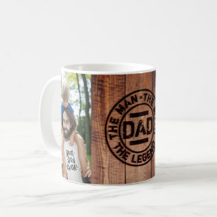 Dad The Man Myth Legend Two Photo Custom Wood Coffee Mug