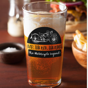 Dad The Man The Myth Motorcycle Legend Funny Quote Glass