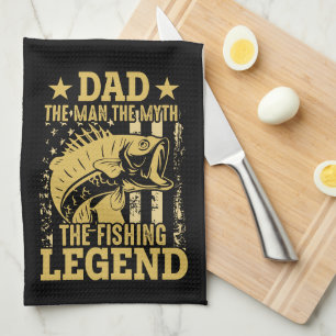 Dad - The Man, The Myth, The Fishing Legend Tea Towel
