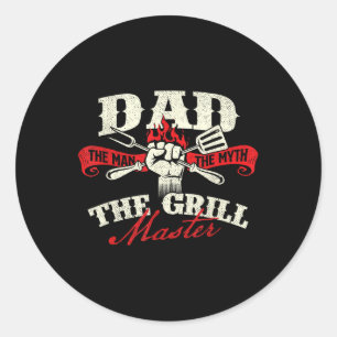 Dad The Man The Myth The Grill Master - Grill Bbq Classic Round Sticker