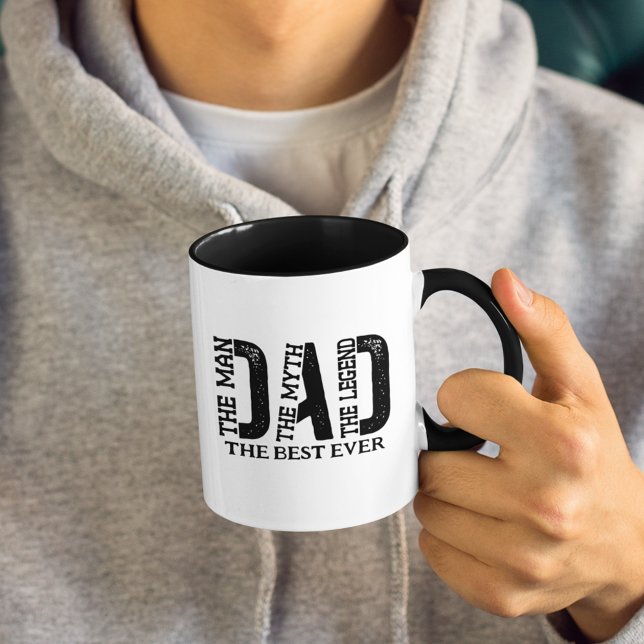Dad The Man The Myth The Legend Custom Text Mug (Click "Personalize this Template" to easily customize or remove the text below 'DAD', )