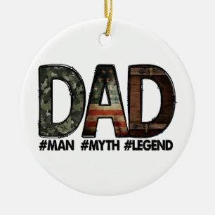 Dad - the man the myth the legend Dad; father; fat Ceramic Tree Decoration