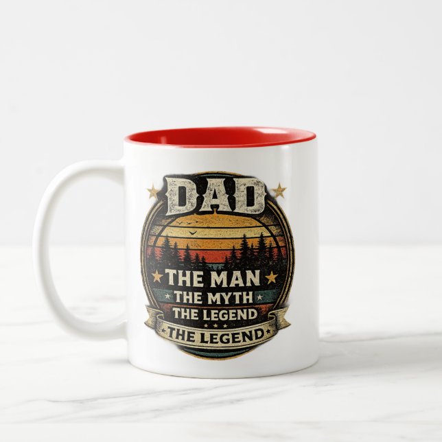 Dad The Man The Myth The Legend Funny Father Gift  Two-Tone Coffee Mug (Left)
