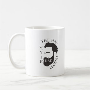 Dad the man, the myth, the legend text black coffee mug