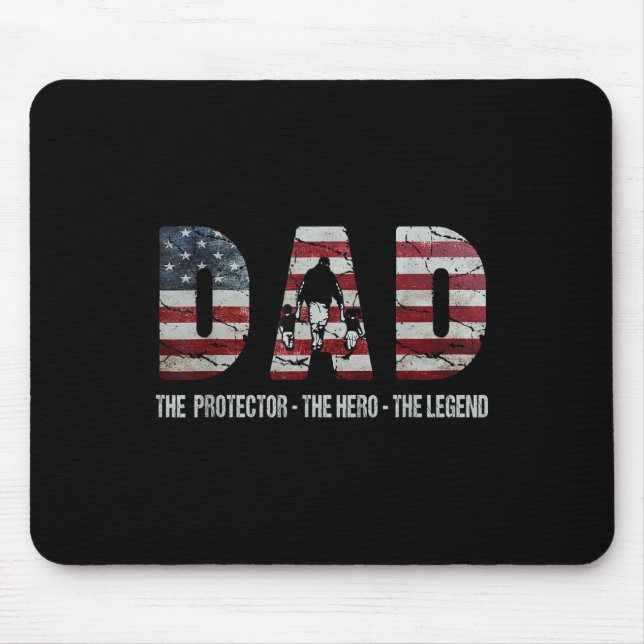 Dad The Protector Hero Legend American Flag Dad Fa Mouse Mat (Front)