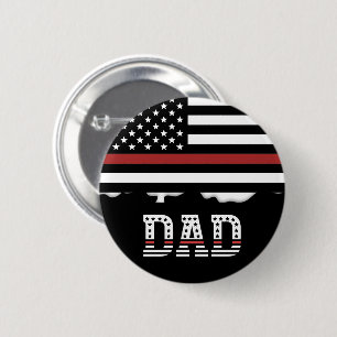 Dad Thin Red Line Firefighter Dad Gifts 6 Cm Round Badge
