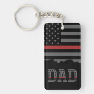 Dad Thin Red Line Firefighter Dad Gifts Key Ring