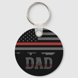 Dad Thin Red Line Firefighter Dad Gifts Key Ring
