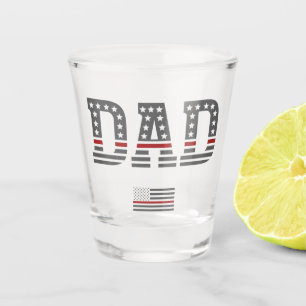 Dad Thin Red Line Firefighter Dad Gifts Shot Glass