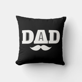 Dad Throw Pillow Mustache Brow Black Grey Orange