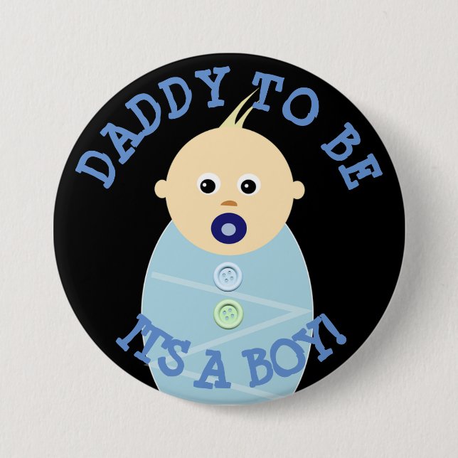 Dad to be blue Baby Boy  Baby Shower Button (Front)