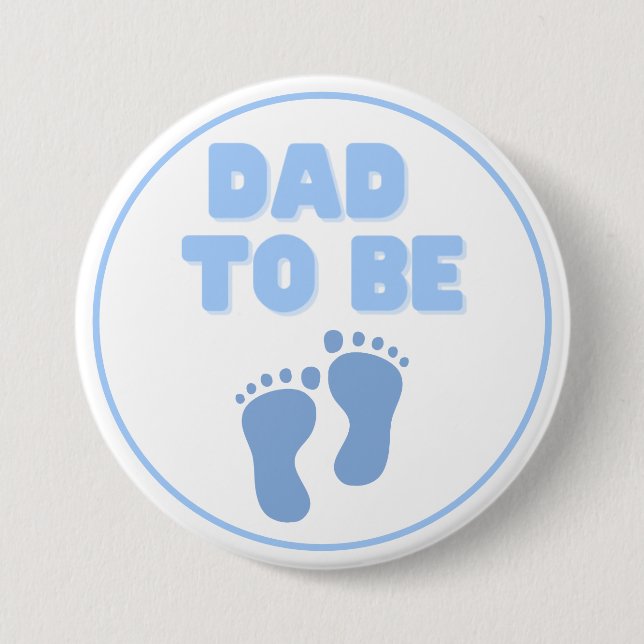 Dad to Be Blue Footprints Button (Front)