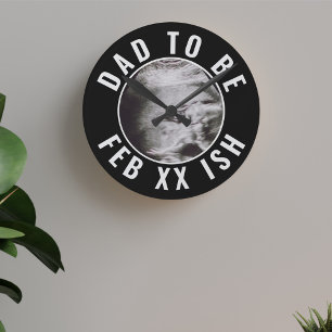 Dad to Be Custom Ultrasound Photo Round Clock
