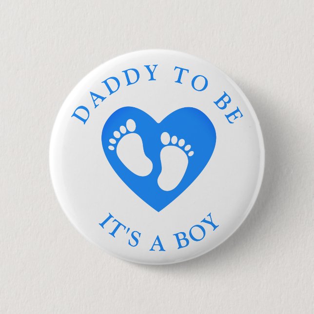 Dad to Be Footprints Heart Its a Boy Girl Button (Front)
