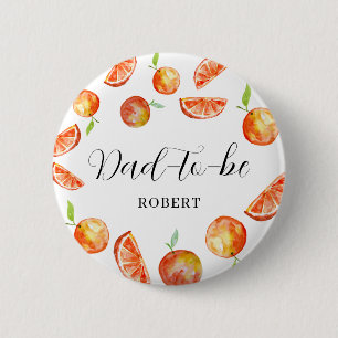 Dad-to-be Little Cutie Baby Shower Orange Custom  6 Cm Round Badge