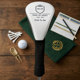 Dad-To-Be Monogram Man Of Merit Announcement  Golf Head Cover