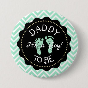 Dad to be Sage Green Chevron Baby Shower button
