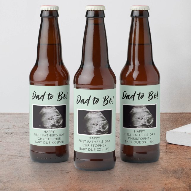 Dad to be Ultrasound Photo 1st Father's Day Beer Bottle Label (Creator Uploaded)