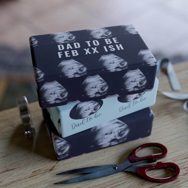 Dad to Be Ultrasound Photo First Father's Day Wrapping Paper Sheet (Creator Uploaded)