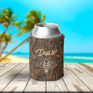 Dad to Bee Elegant Carved Wood Can Cooler