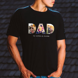 Dad To Kids Names & Photos Modern Cute T-Shirt