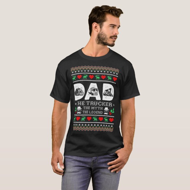 Dad Trucker Myth Legend Christmas Ugly Sweater (Front Full)