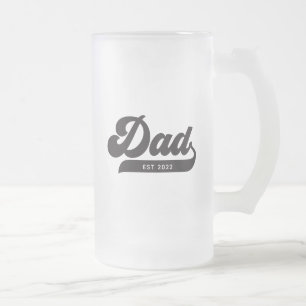 Dad Typography Retro Style Father's Day Frosted Glass Beer Mug