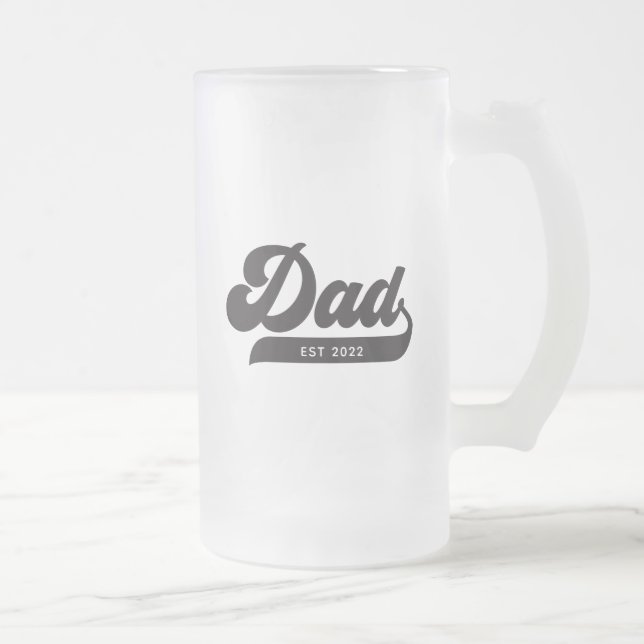 Dad Typography Retro Style Father's Day Frosted Glass Beer Mug (Right)
