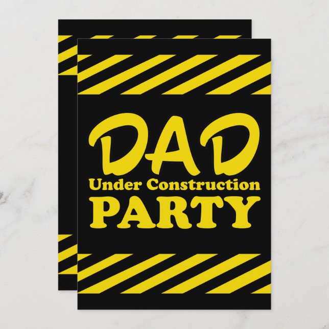 Dad Under Construction Party Invitation (Front/Back)