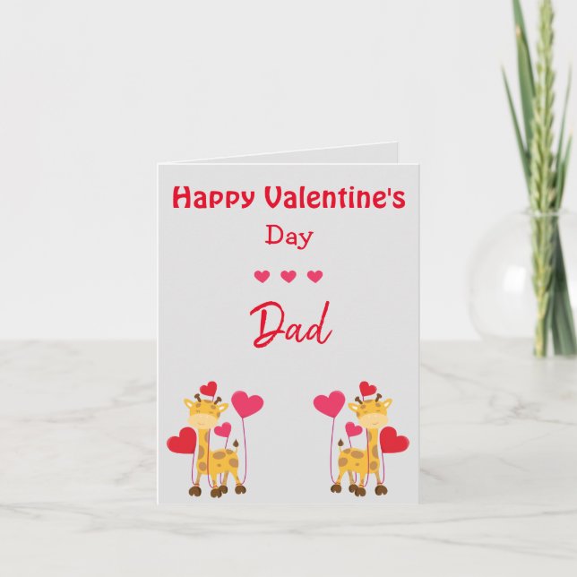 Dad Valentine's Day Giraffe Holiday Card (Front)