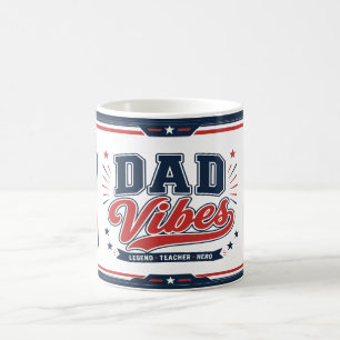 Dad Vibes Red Navy Retro 2 Photo Design Coffee Mug