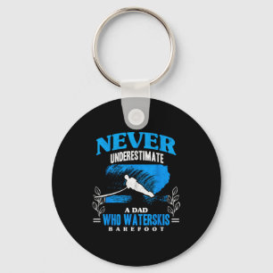 Dad waterskis barefoot wave lover athletes water key ring
